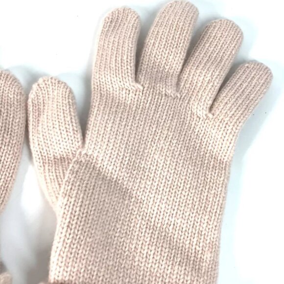 FENDI FXY574 logo Glove gloves wool Light pink/Beige Unused - Picture 3 of 8